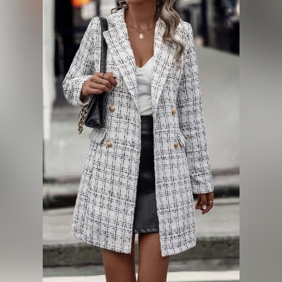 Plazacore plaid double breasted tweed overcoat jacket - Picture 1 of 6